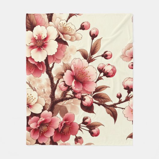 Cherry Blossom Fleecedecke (Vorderseite)