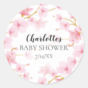 Cherry Blossom Floral Baby Dusche Umschlag Aufkleb Runder Aufkleber