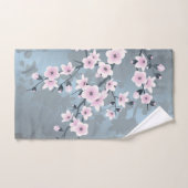 Cherry Blossom Floral Dusky Pink Dusty Blue Handtuch (Handtuch)