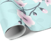 Cherry Blossom Floral Dusty Pink Aquamarine Geschenkpapier (Rolleneckpunkt)