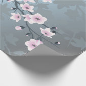 Cherry Blossom Floral Dusty Pink Blue Geschenkpapier (Ecke)
