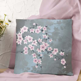 Cherry Blossom Floral Dusty Pink Dusty Blue Kissen