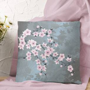 Cherry Blossom Floral Dusty Pink Dusty Blue Kissen