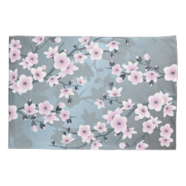 Cherry Blossom Floral Dusty Pink Dusty Blue Kissenbezug