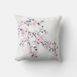 Cherry Blossom Floral Dusty Pink White Kissen