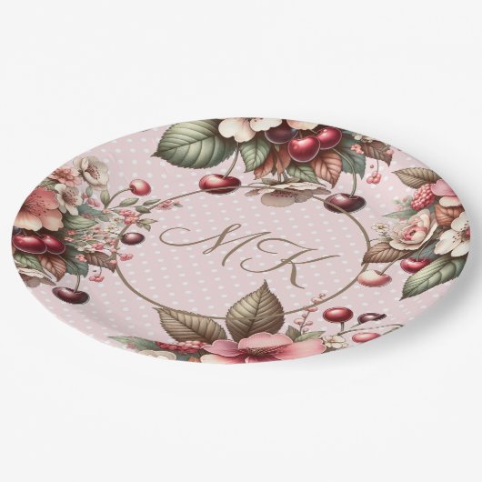 Cherry Blossom Floral Geburtstag Pappteller (Schrägansicht)