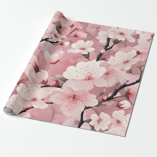 Cherry Blossom Floral Geschenkpapier (Ungerollt)