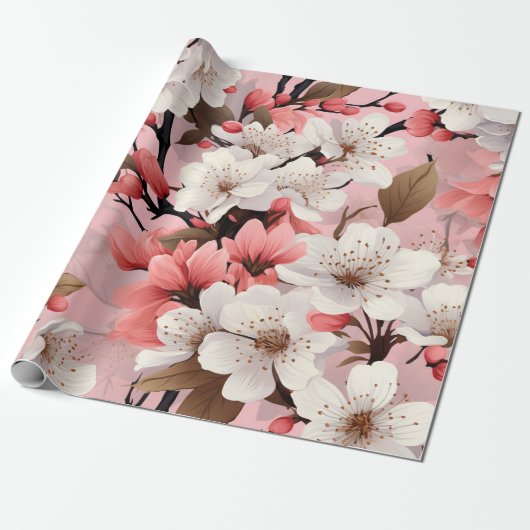 Cherry Blossom Floral Geschenkpapier (Ungerollt)