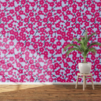 Cherry Blossom Floral Magenta Pink Blau