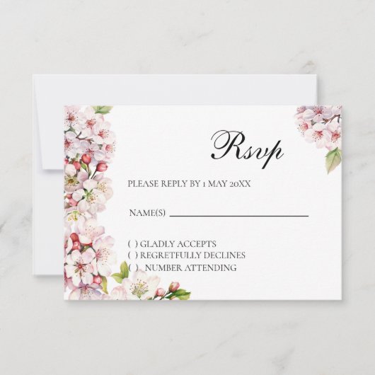 Cherry blossom Floral RSVP card Karte (Vorderseite)