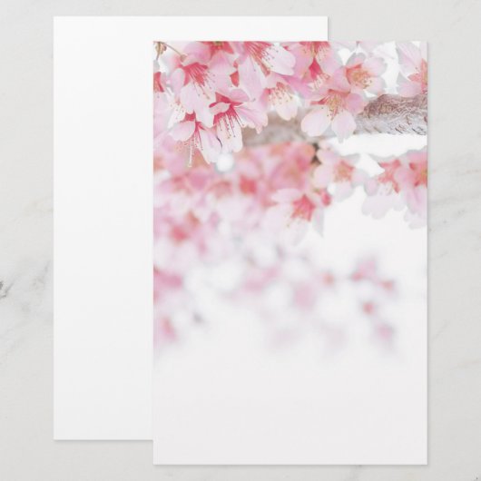 CHERRY BLOSSOM FLORAL STSTIONERY BRIEFPAPIER (Vorne/Hinten)