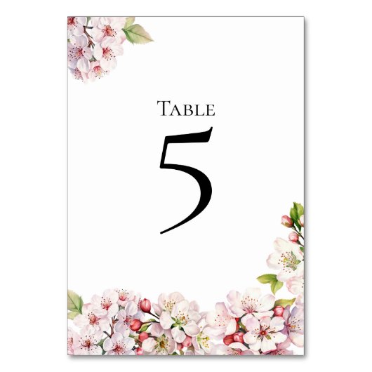 Cherry Blossom floral Table Number Card Tischnummer (Vorderseite)