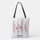 Cherry Blossom Floral Watercolor, Name hinzufügen Tasche (Rückseite)