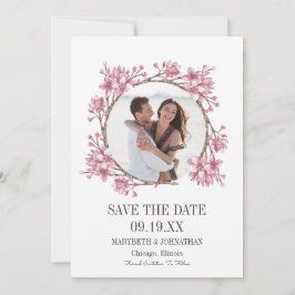 Cherry Blossom Floral Wreath Foto Save the Date
