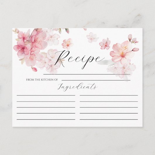 Cherry Blossom Florales Brautparty Rezept Karte (Vorderseite)