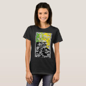 Cherry Blossom Flowers Cat Black Stripes Green and T-Shirt (Vorne ganz)