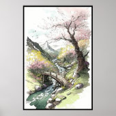 Cherry Blossom Forest in Bloom bei Frühlingsbeginn Poster (Vorne)