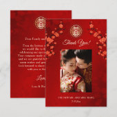 Cherry Blossom Foto Chinesische Hochzeit Dankeskarte (Vorne/Hinten)