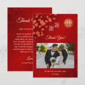 Cherry Blossom Foto Chinesische Hochzeit Dankeskarte (Vorne/Hinten)