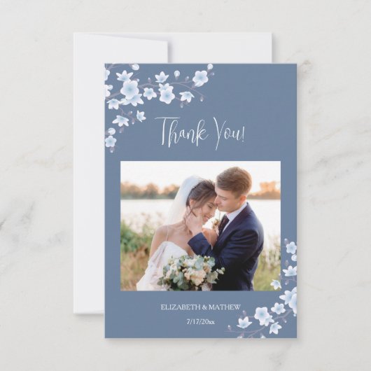 Cherry Blossom Foto Hochzeit Danke Karte (Vorderseite)