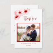 Cherry Blossom Foto Hochzeit Danke Karte (Vorne/Hinten)