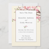 Cherry Blossom FOTO Pink White Wedding Save The Date (Vorderseite)