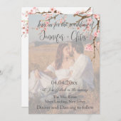 Cherry Blossom Foto QR Code Hochzeit Einladung (Vorne/Hinten)