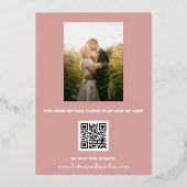 Cherry Blossom Foto QR Code Hochzeit Folieneinladung (Rückseite)
