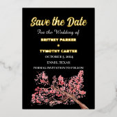 Cherry Blossom Foto QR Code Hochzeit Folieneinladung (Vorderseite)
