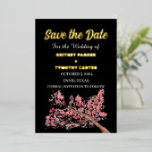Cherry Blossom Foto QR Code Hochzeit Folieneinladung (Stehend vorne)
