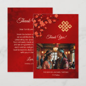 Cherry Blossom Foto tibetische Hochzeit Dankeskarte (Vorne/Hinten)