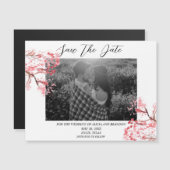 Cherry Blossom Foto Wedding Spring Script Magnet (Vorne/Hinten)