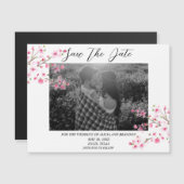 Cherry Blossom Foto Wedding Spring Script Magnet (Vorne/Hinten)