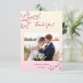 Cherry Blossom Foto Wedding Vielen Dank Dankeskarte (Stehend Vorderseite)