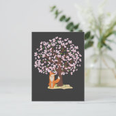 Cherry Blossom Fox Japanischer Sakura-Baum Postkarte (Stehend Vorderseite)