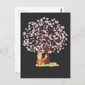 Cherry Blossom Fox Japanischer Sakura-Baum Postkarte (Vorne/Hinten)