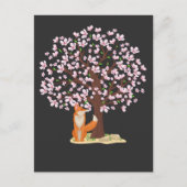 Cherry Blossom Fox Japanischer Sakura-Baum Postkarte (Vorderseite)