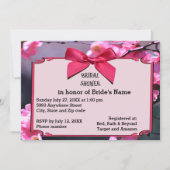 Cherry Blossom Frame & Pink Bow Brautparty Inv Einladung (Vorderseite)