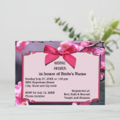 Cherry Blossom Frame & Pink Bow Brautparty Inv Einladung (Stehend Vorderseite)