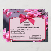 Cherry Blossom Frame & Pink Bow Brautparty Inv Einladung (Vorne/Hinten)