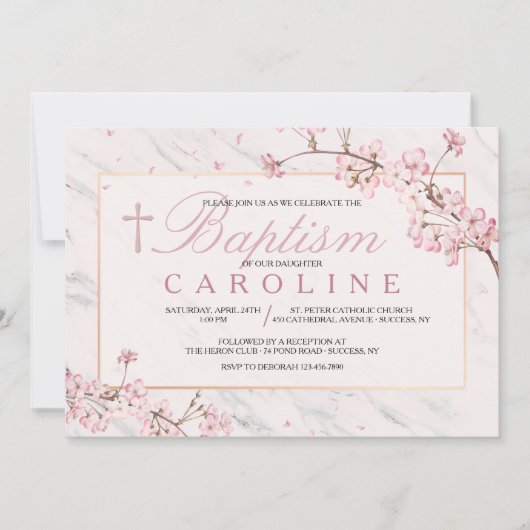 Cherry Blossom Frame Religious Einladung (Vorderseite)