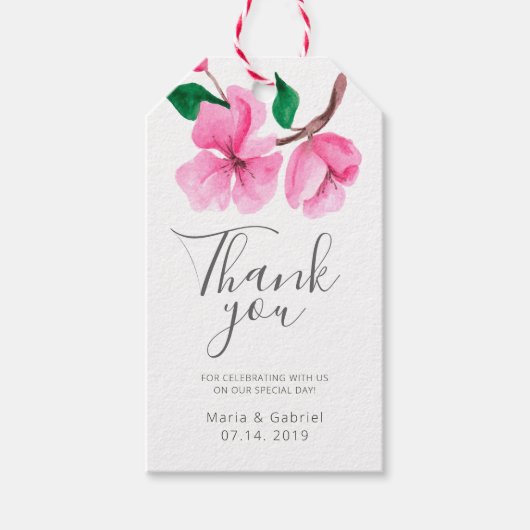 Cherry Blossom. Frühjahrshochzeit Danke, dass Sie  Geschenkanhänger (Vorderseite)