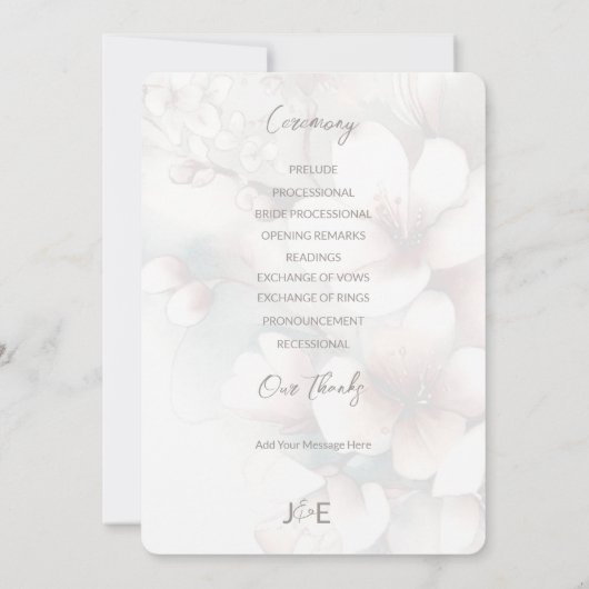 Cherry Blossom Full Wedding Programm (Rückseite)