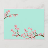 Cherry Blossom Garden Pink Green Wedding Ankündigungspostkarte (Rückseite)