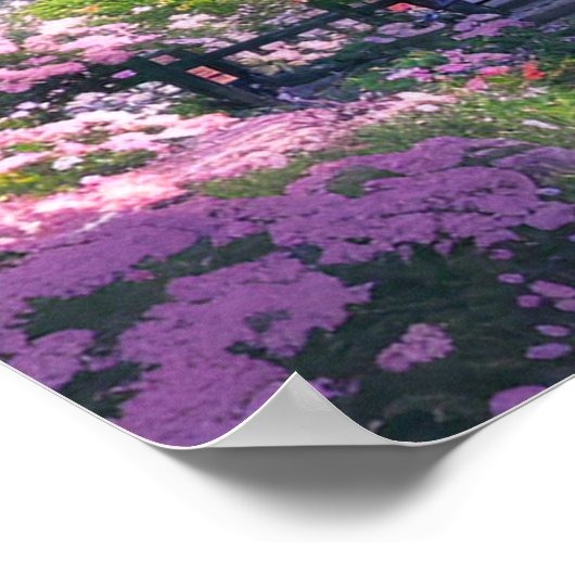 Cherry Blossom Garten und Holztempel Poster (Ecke)