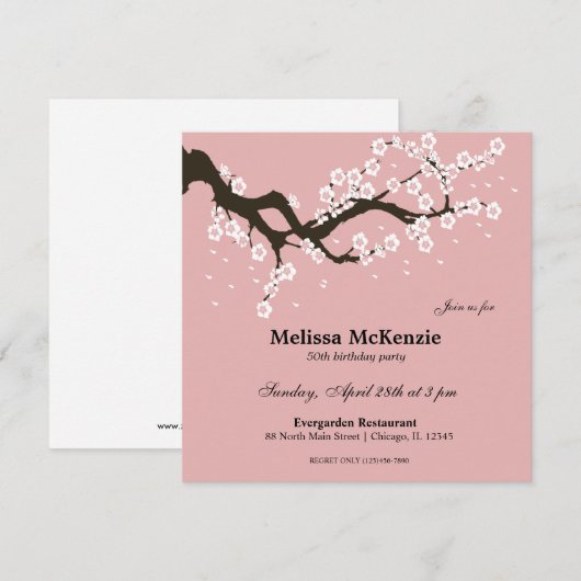 Cherry Blossom Geburtstagsparty Einladung (Vorne/Hinten)