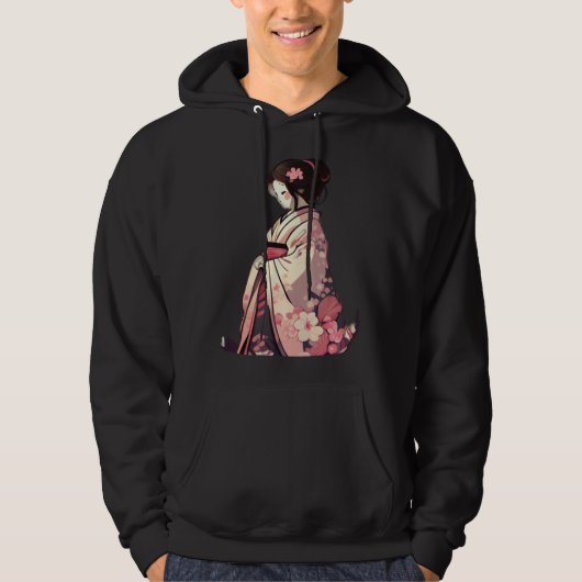 Cherry blossom geisha japanese woman flowers hoodie (Vorderseite)