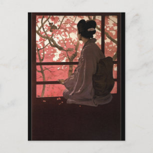 CHERRY BLOSSOM GEISHA POSTKARTE