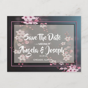 Cherry Blossom Geometric Floral Save the Date Ankündigungspostkarte