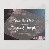 Cherry Blossom Geometric Floral Save the Date Ankündigungspostkarte (Vorderseite)